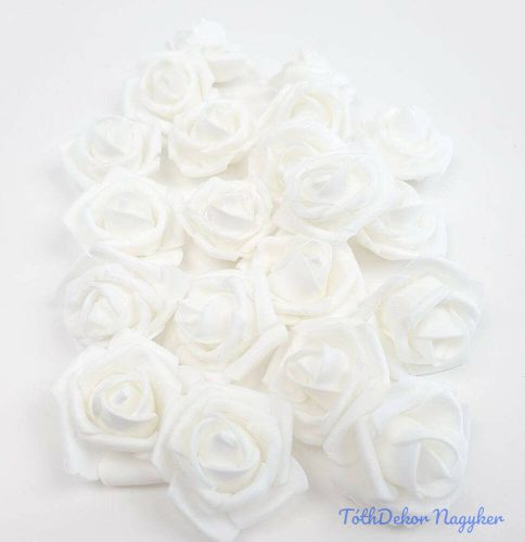 Polifoam rózsa virágfej habrózsa 4 cm - Fehér