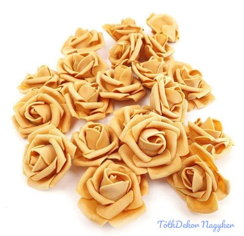 Polifoam rózsa virágfej habrózsa 4 cm - Karamell