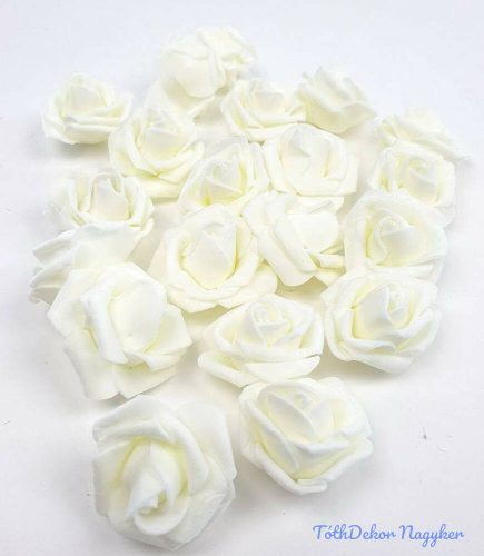 Polifoam rózsa virágfej habrózsa 4 cm - Tört Fehér