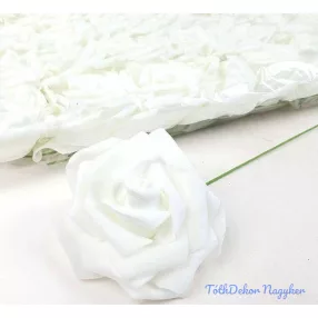 Polifoam rózsa virágfej habrózsa szárral 7-8 cm - Fehér