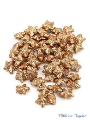 Glitteres csillag díszítő 2,5cm kb 60db/cs - Világos Bronz
