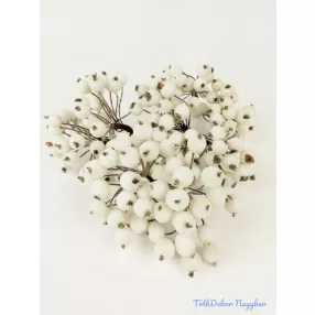 Csillámos drótos bogyó 1cm - Fehér