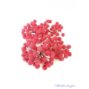 Csillámos drótos bogyó 1cm - Piros