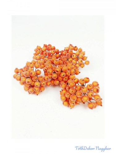 Csillámos drótos bogyó 1cm - Sötét Narancs