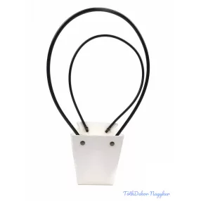 Virág táska mini trapéz - Fehér