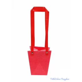 Kosármintás virág táska - Piros