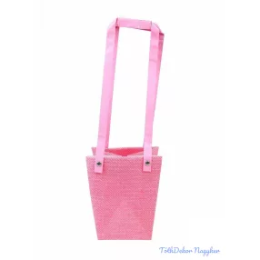 Kosármintás virág táska - Rózsaszín
