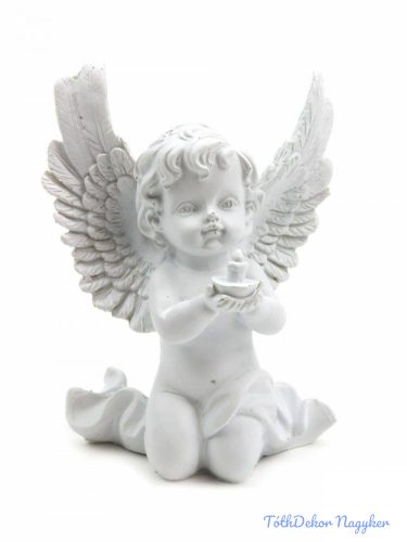 Szárnyas térdeklő angyalka figura 11,5cm - B