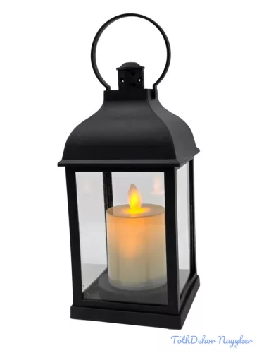 LED lámpás mozgó gyertyalánggal 20 cm magas - Fekete