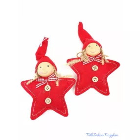 Filc csillag lányok 2db/csomag - Piros