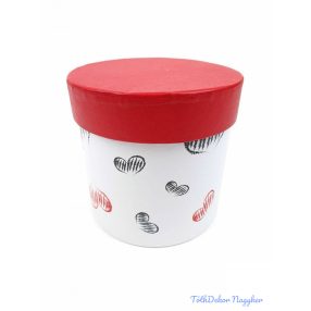 Szív mintás kis kerek magas dobozka 12x12x12cm - 2