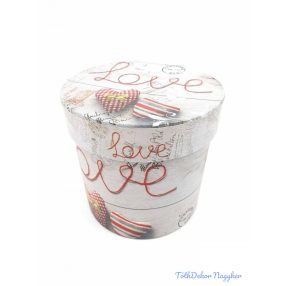 Szív mintás kis kerek magas dobozka 12x12x12cm - 4