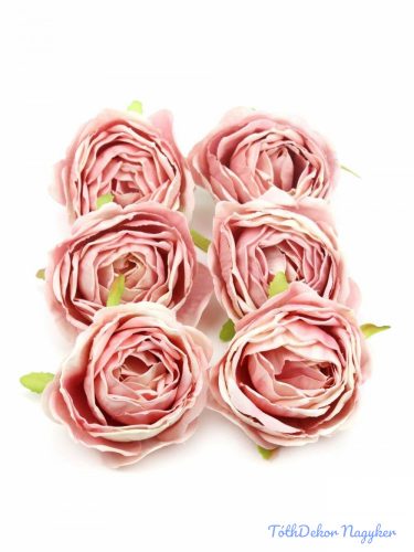 Rózsa selyemvirág fej 7cm - Fáradt Rózsaszín