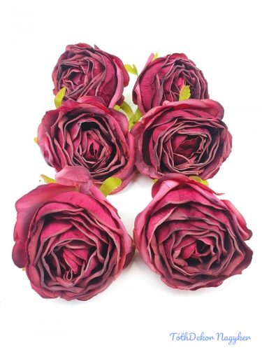 Rózsa selyemvirág fej 7cm - Bordó