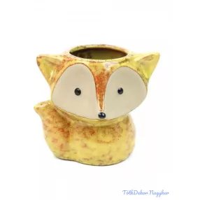 Rókás kerámia kaspó - Barna