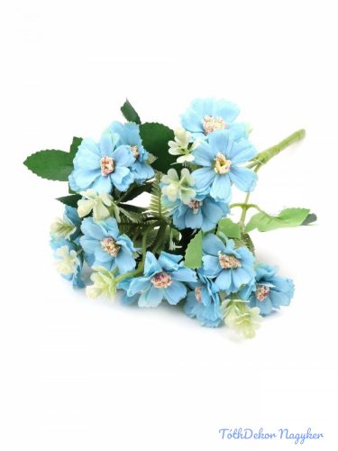 Kis virágos selyem csokor 30cm - Világos Kék