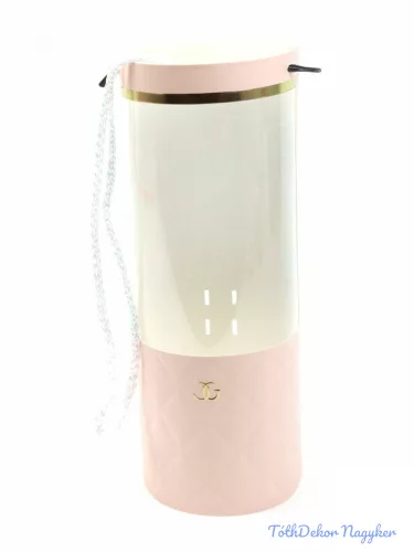 Papír virágtartó cső ablakos - Rózsaszín