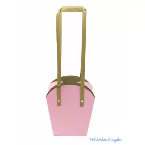 Papír füles virág táska 16 cm - Rózsaszín