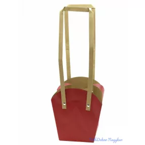Papír füles virág táska 16 cm - Bordó