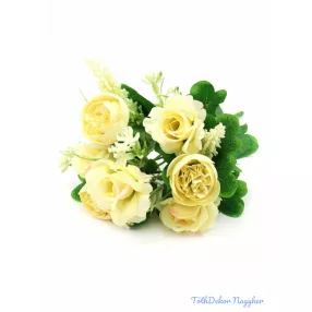 Rózsa ranunculus vegyes selyem csokor 32 cm - Krém