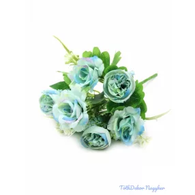 Rózsa ranunculus vegyes selyem csokor 32 cm - Kék