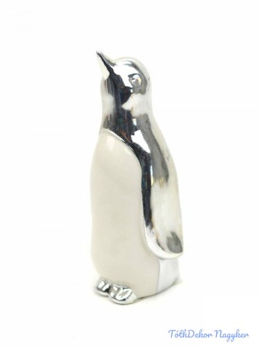 Pingvin kerámia figura - Ezüst-Fehér