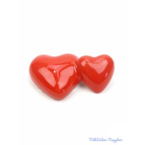 Kerámia szív pár 8x5cm - Piros 
