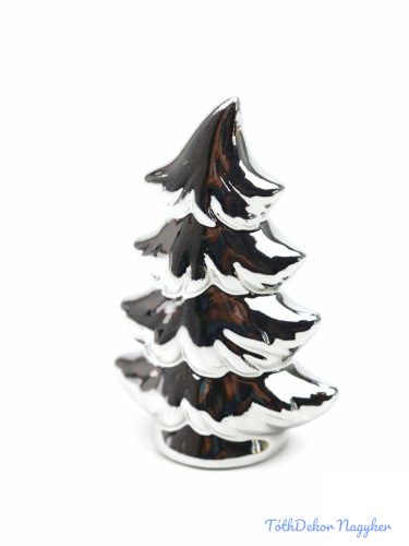 Karácsonyfa kerámia figura - Metál Ezüst