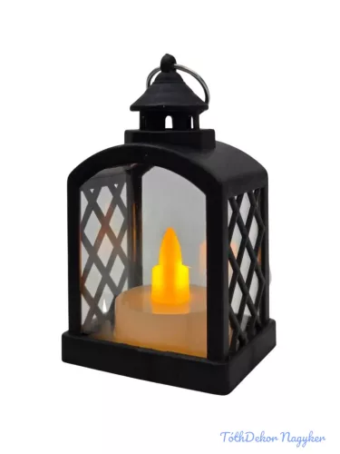 LED lámpás rácsos kicsi 9cm - Fekete