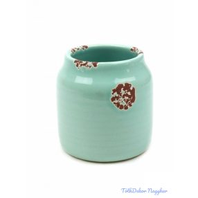 Koptatott pasztel kerámia kaspó - Zöld