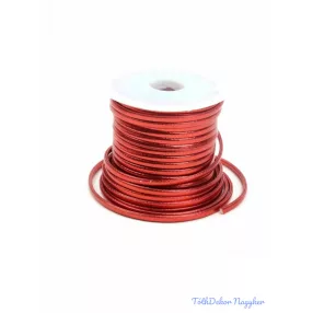 Metál műbőr zsinór 3mm x 5m - Piros
