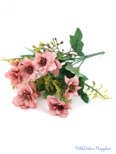 Vegyes színű kicsi selyemvirág csokor 30cm - Fáradt Rózsaszín