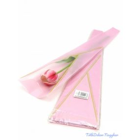 Szálas virág tasak - V mintával rózsaszín 