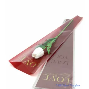 Szálas virág tasak - LOVE feliratos bordó