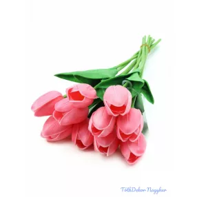   Tulipán gumis 10 szálas real touch köteg 33cm - Rózsaszín