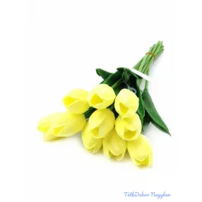   Tulipán gumis 10 szálas real touch köteg 33cm - Krém-Sárga