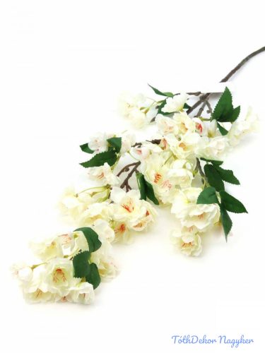 Virágos ág 85cm - Tört fehér