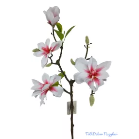 Magnólia ág 3+1v 56cm - Fehér-Cirmos