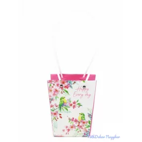 Mintás virágtáska trapéz - Madárkás Happy Every Day