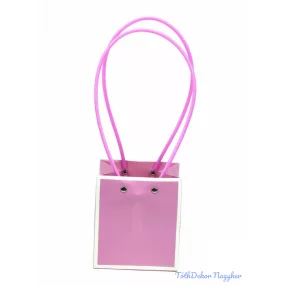 Fehér keretes virágtáska kocka - Világos lila