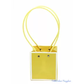 Fehér keretes virágtáska kocka - Sárga