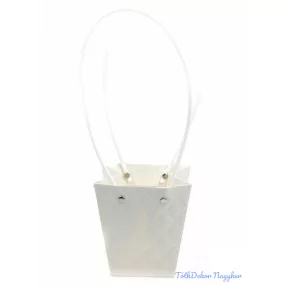 Rombusz mintás virágtáska kicsi trapéz - Fehér