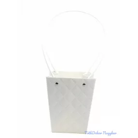 Rombusz mintás virágtáska nagy trapéz - Fehér