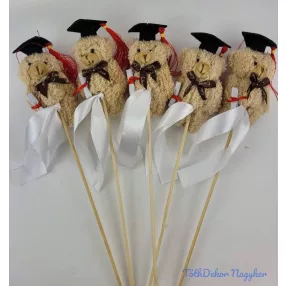   Szőrös maci ballagó plüss pálcás figura - Világos Barna