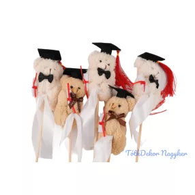 Pálcás plüss figura - Kalapos szőrös maci mix 2