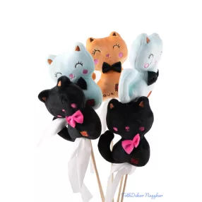 Pálcás plüss figura - Színes Cica 2