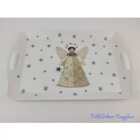Karácsonyi tálca 29,5x49cm - Angyalkás