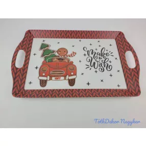 Karácsonyi tálca 29,5x49cm - Mézi autóban