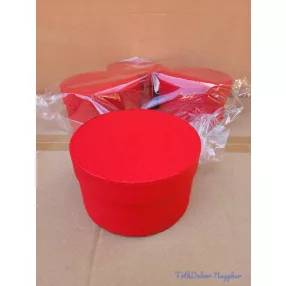 Papírdoboz kerek 14x8cm - Bordás Piros