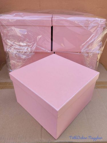 Papírdoboz kocka 20x20x13cm - Barackos Rózsaszín